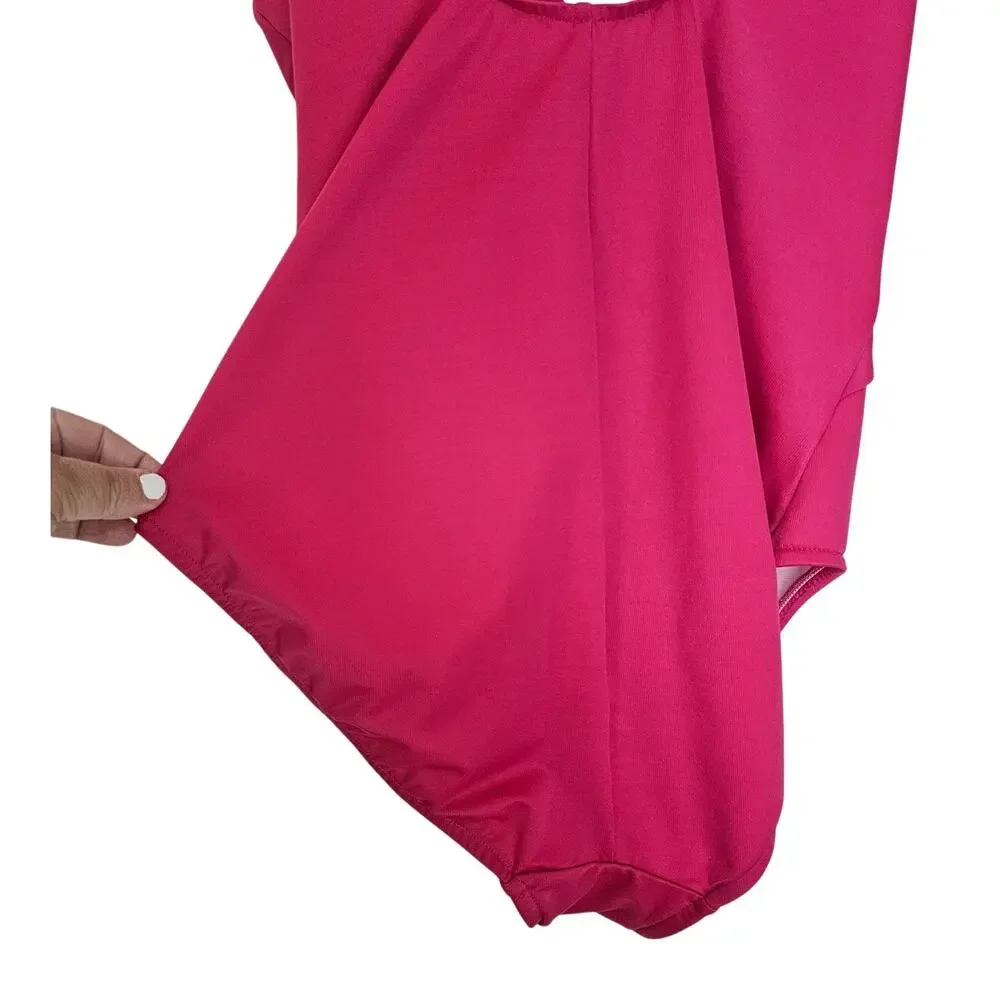 Miraclesuit Pink Twist Front One Piece Swimsuit Tummy Control Size 14